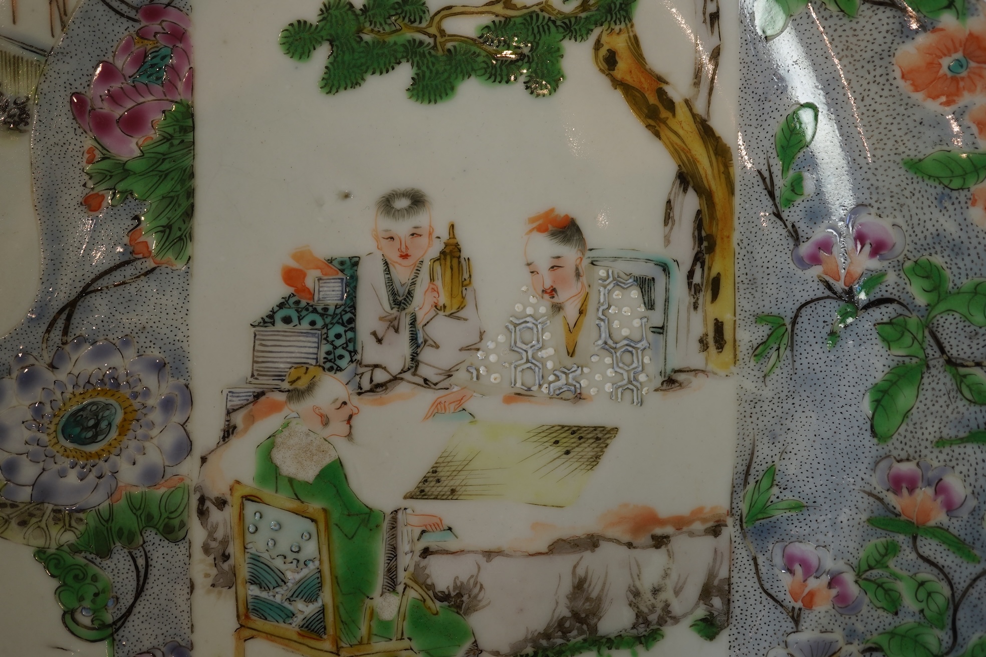 Three Chinese enamelled porcelain plates, mid 19th century